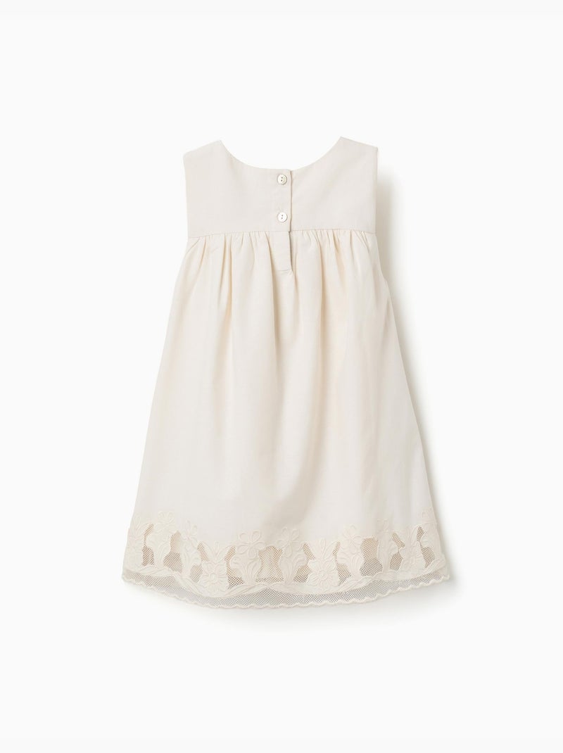 Robe sans manches évasée avec fleurs brodées Blanc - Kiabi
