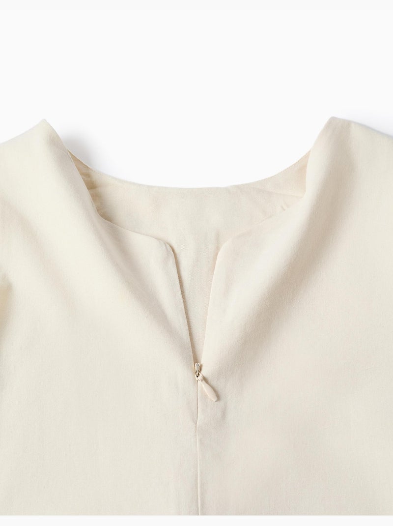 Robe sans manches évasée avec fleurs brodées Blanc - Kiabi