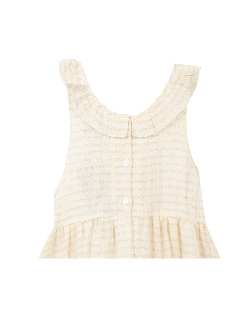 Achat Robe longue à manches longues et rayures dorées en bleu marine en gros
