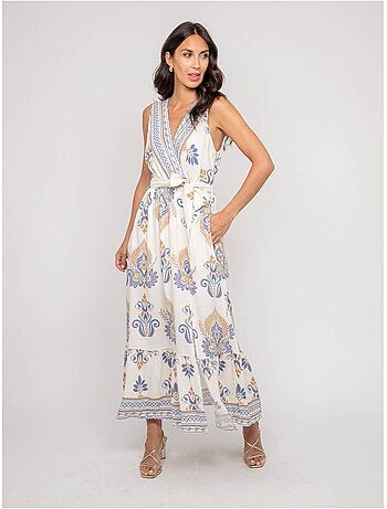 Robe sans manches motif cache-coeur ILDEMA