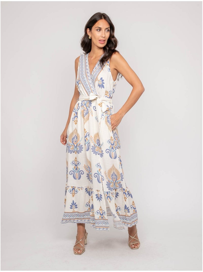 Robe sans manches motif cache-cœur ILDEMA Bleu - Kiabi