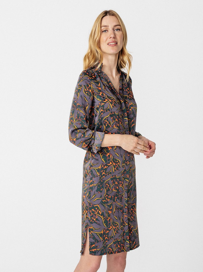 Robe satin mat imprimé camouflage - Damart Marron - Kiabi