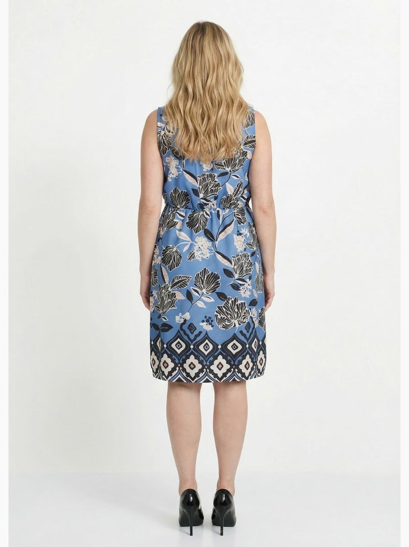Robe satinée, motif fleurs d'Orient - Afibel Bleu - Kiabi