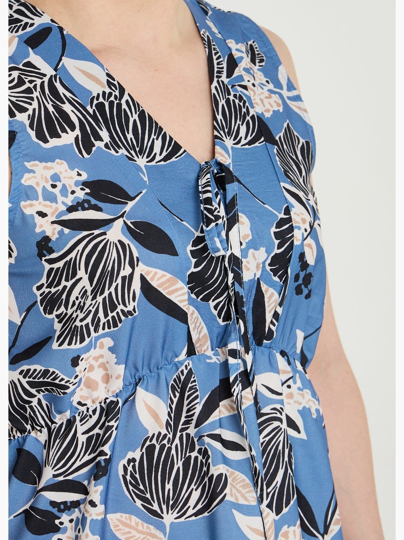 Robe satinée, motif fleurs d'Orient - Afibel Bleu - Kiabi