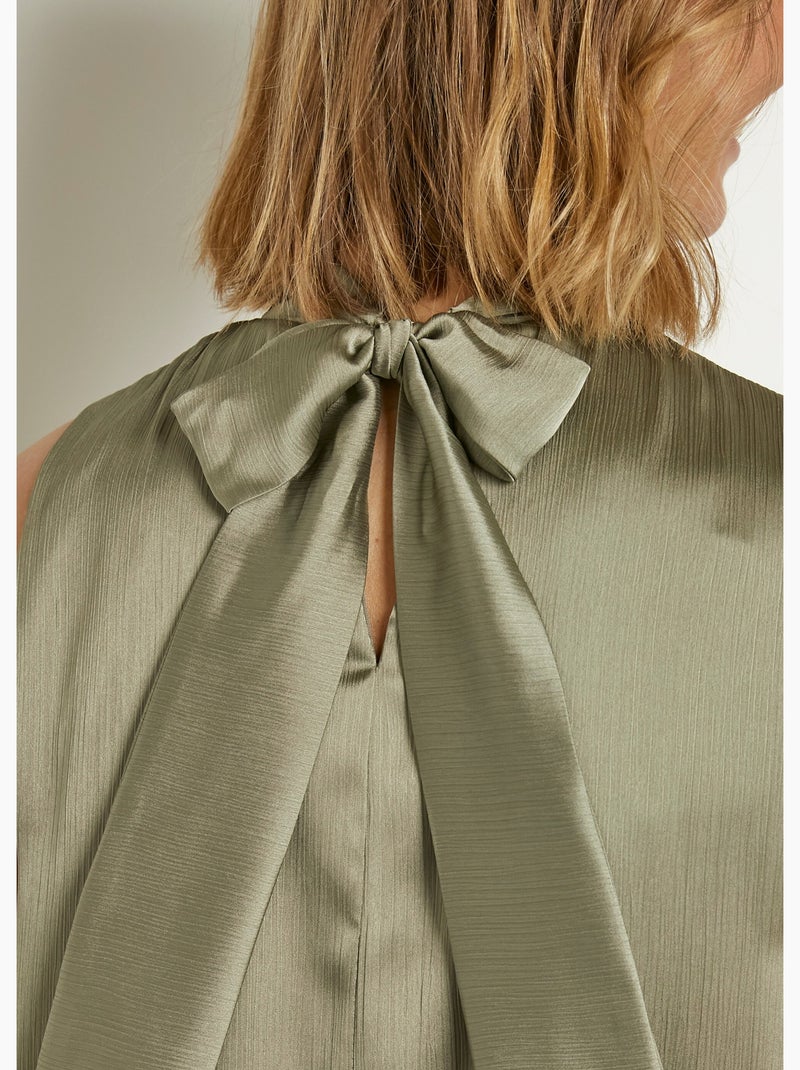 Robe satinée sans manches forme boule - Afibel Vert kaki - Kiabi
