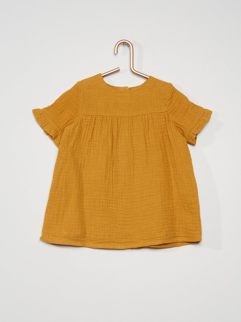 Robe seersucker jaune - Kiabi
