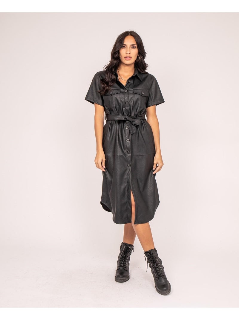 Robe simili cuir IRRLY Noir - Kiabi