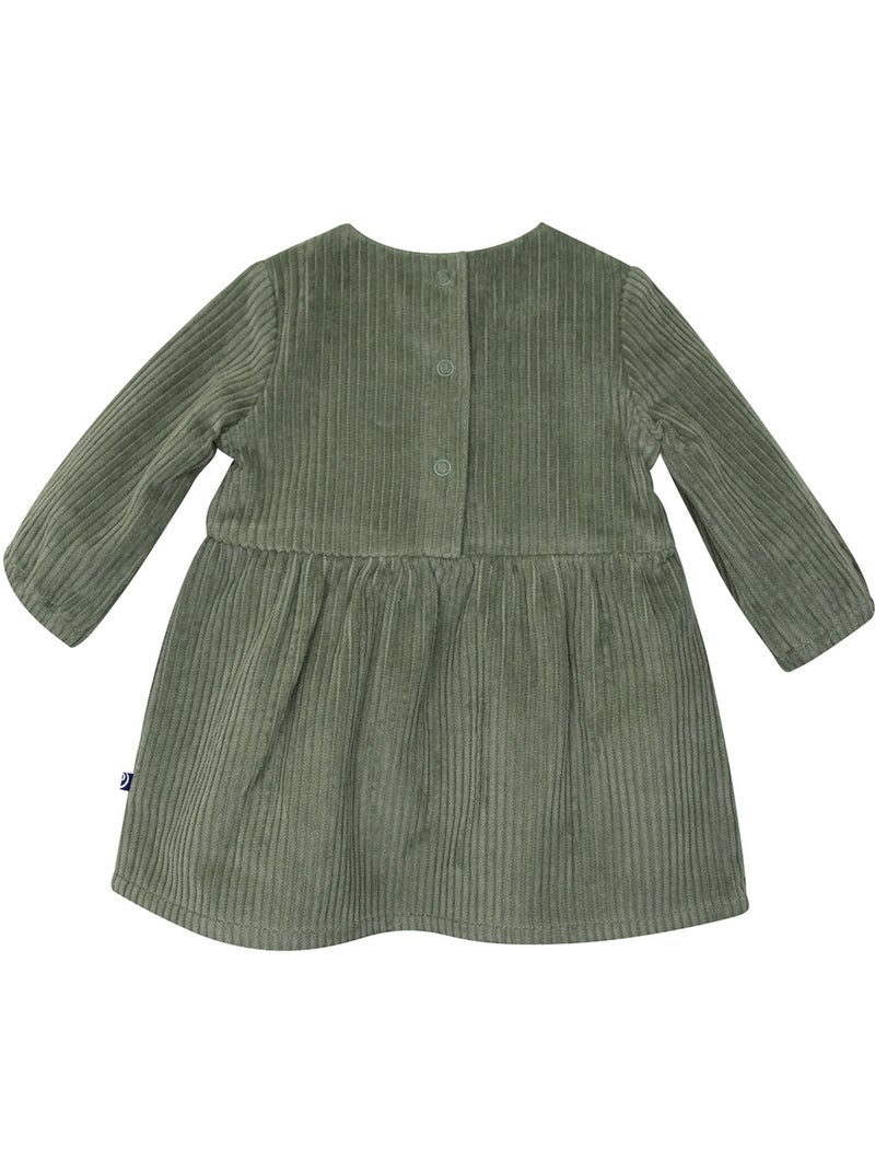 Robe simone velours cotele manches longues Vert - Kiabi