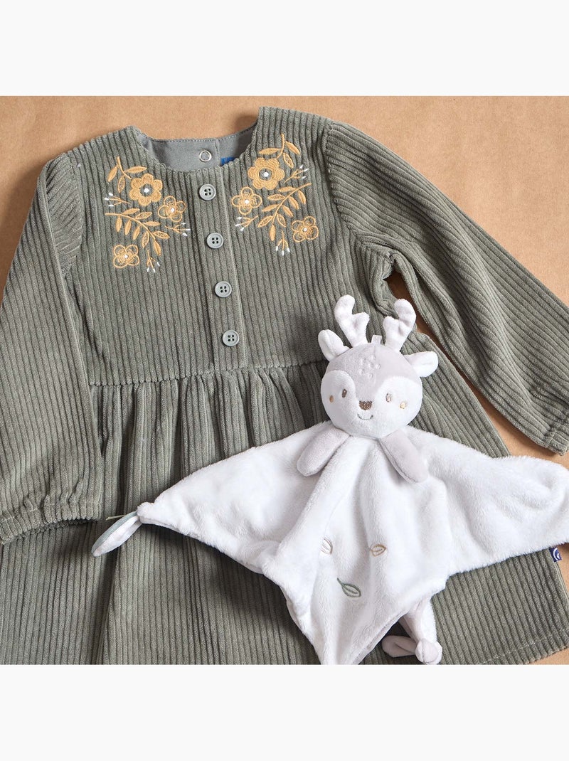 Robe simone velours cotele manches longues Vert - Kiabi
