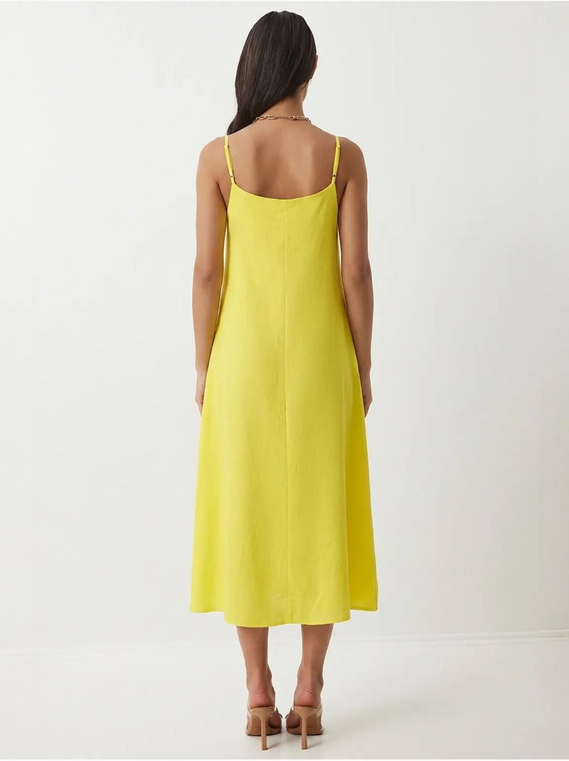 Robe slip midi en popeline de coton istanbul Jaune citron - Kiabi