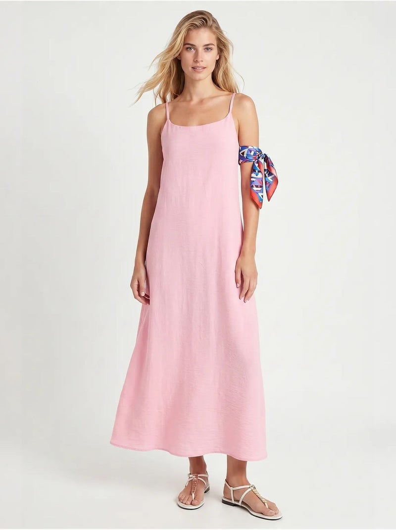 Robe slip midi en popeline de coton istanbul Rose - Kiabi
