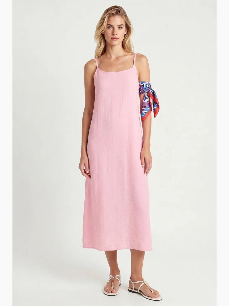 Robe slip midi en popeline de coton istanbul Rose - Kiabi