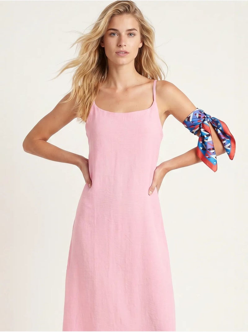Robe slip midi en popeline de coton istanbul Rose - Kiabi
