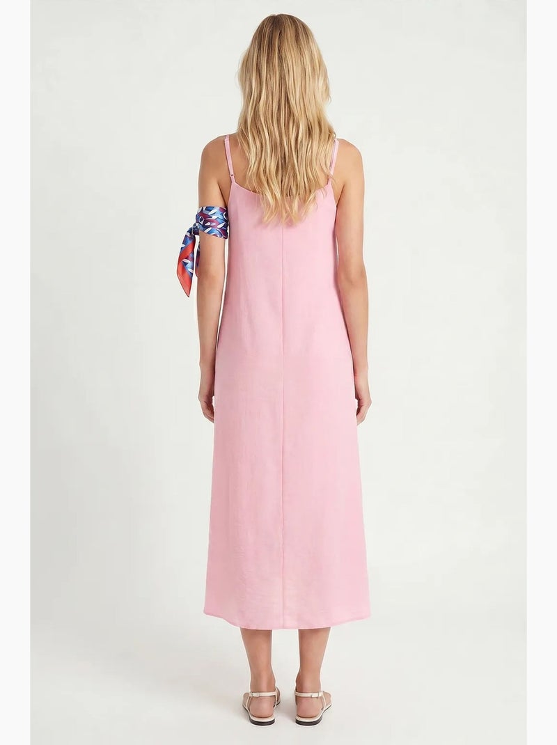 Robe slip midi en popeline de coton istanbul Rose - Kiabi