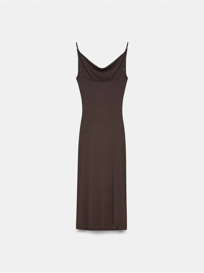 Robe slip midi sans manches dilvin Marron chocolat - Kiabi