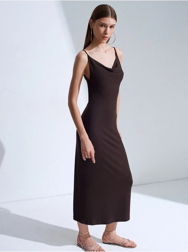 Robe slip midi sans manches dilvin Marron chocolat - Kiabi