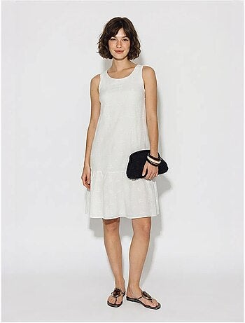 Robe smock mini en mousseline de coton brodée lucci