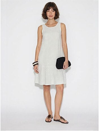 Robe smock mini en mousseline de coton brodée lucci
