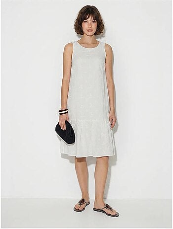 Robe smock mini en mousseline de coton brodée lucci