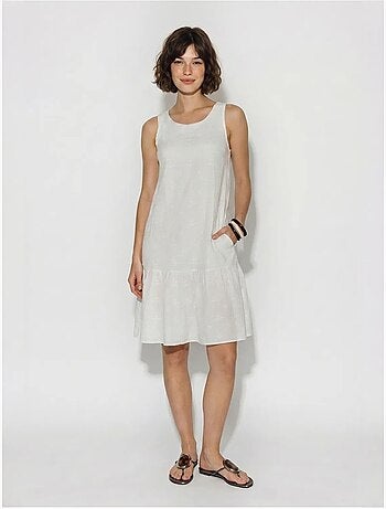 Robe smock mini en mousseline de coton brodée lucci