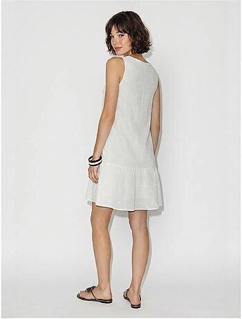 Robe smock mini en mousseline de coton brodée lucci