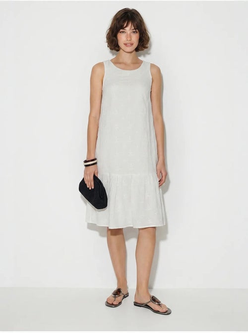 Robe smock mini en mousseline de coton brodée lucci - Kiabi