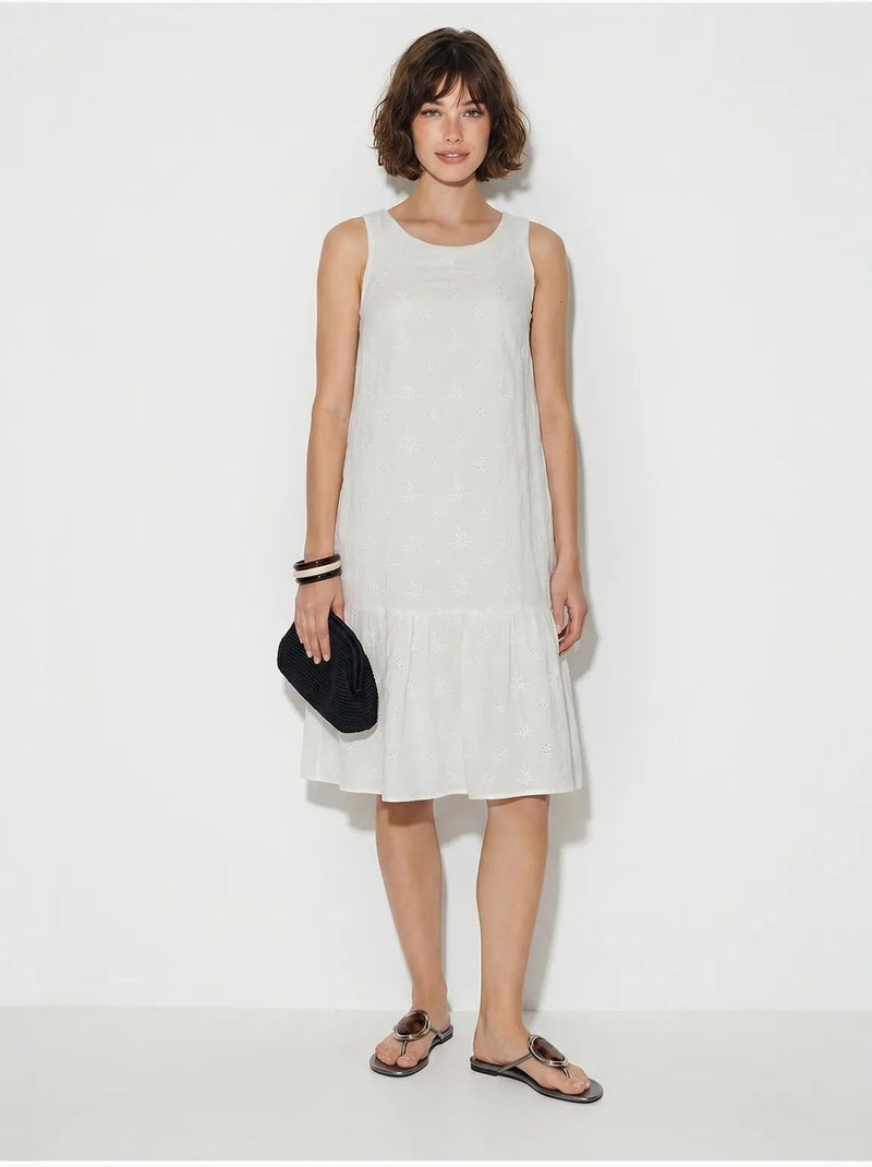 Robe smock mini en mousseline de coton brodée lucci Blanc - Kiabi