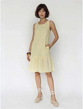 Robe smock mini en mousseline de coton brodée lucci