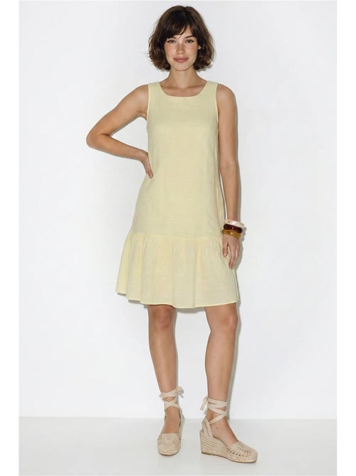 Robe smock mini en mousseline de coton brodée lucci - Kiabi