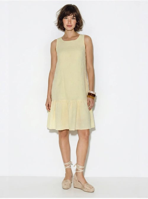 Robe smock mini en mousseline de coton brodée lucci - Kiabi