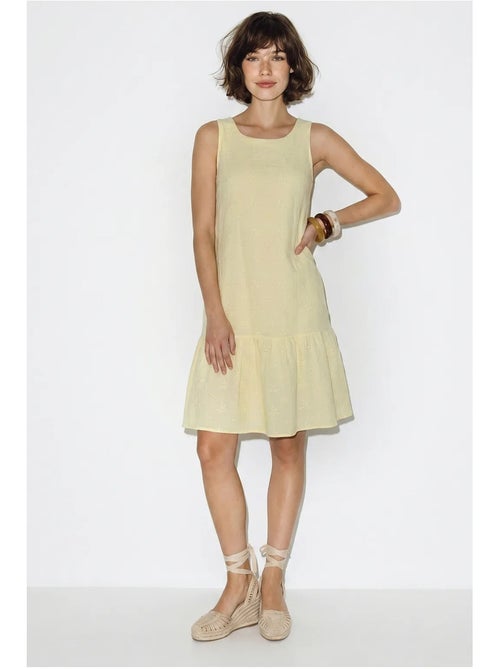 Robe smock mini en mousseline de coton brodée lucci - Kiabi