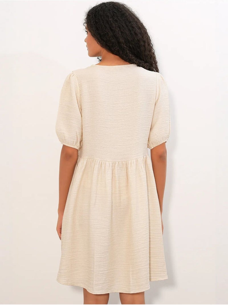 Robe smock mini trapèze femme bdart Crème - Kiabi