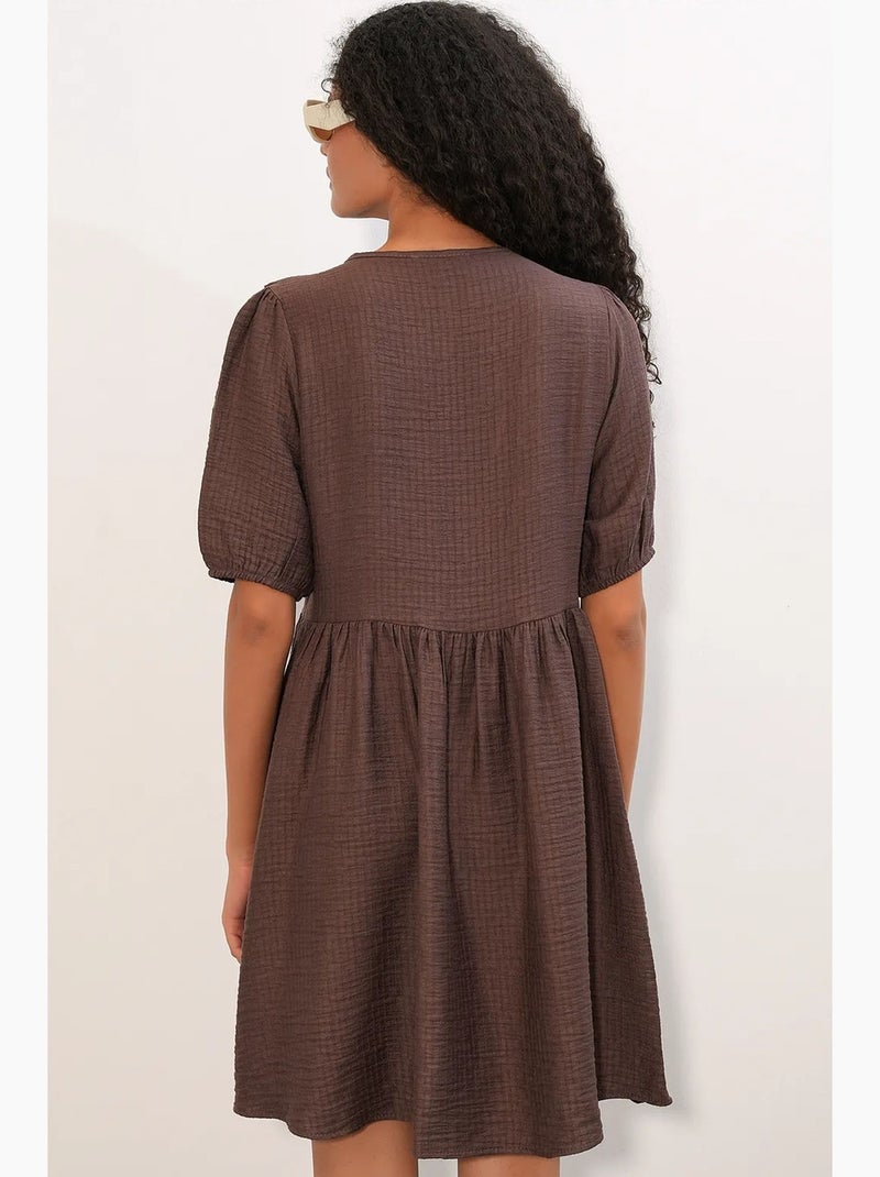 Robe smock mini trapèze femme bdart Marron - Kiabi
