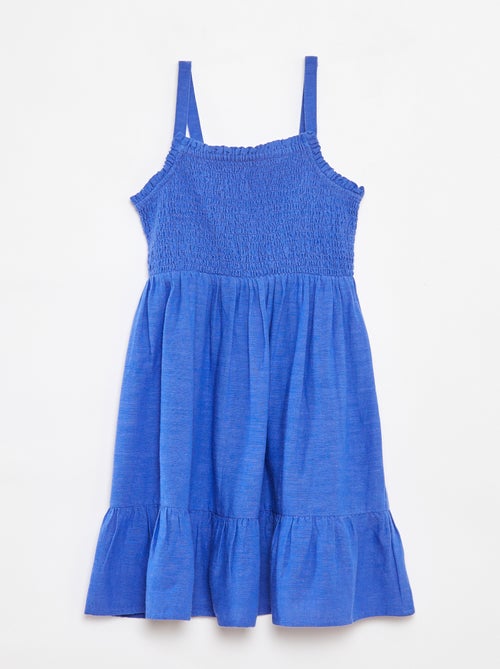 Robe smockée en lin mélangé - Kiabi
