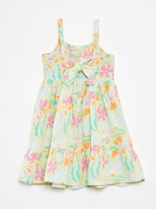 Robe smockée en lin mélangé - Kiabi