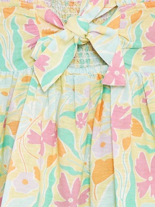 Robe smockée en lin mélangé - Kiabi