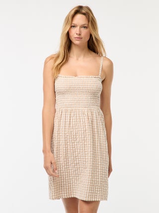 Robe smockée vichy en seersucker