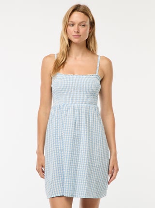 Robe smockée vichy en seersucker