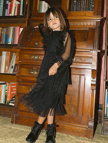 Robe superposée en tulle à volants