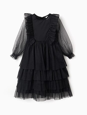 Robe superposée en tulle à volants