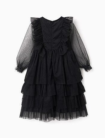 Robe superposée en tulle à volants