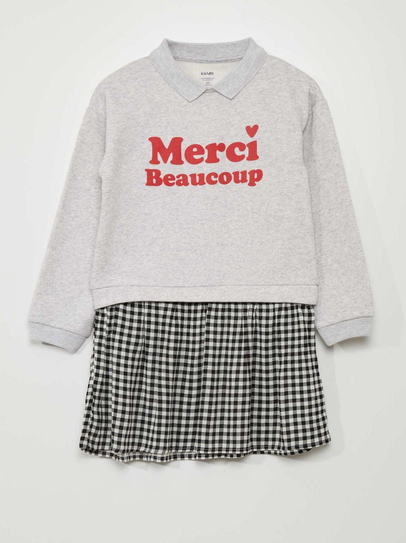 Robe sweat 2 en 1 imprimée Gris/noir - Kiabi