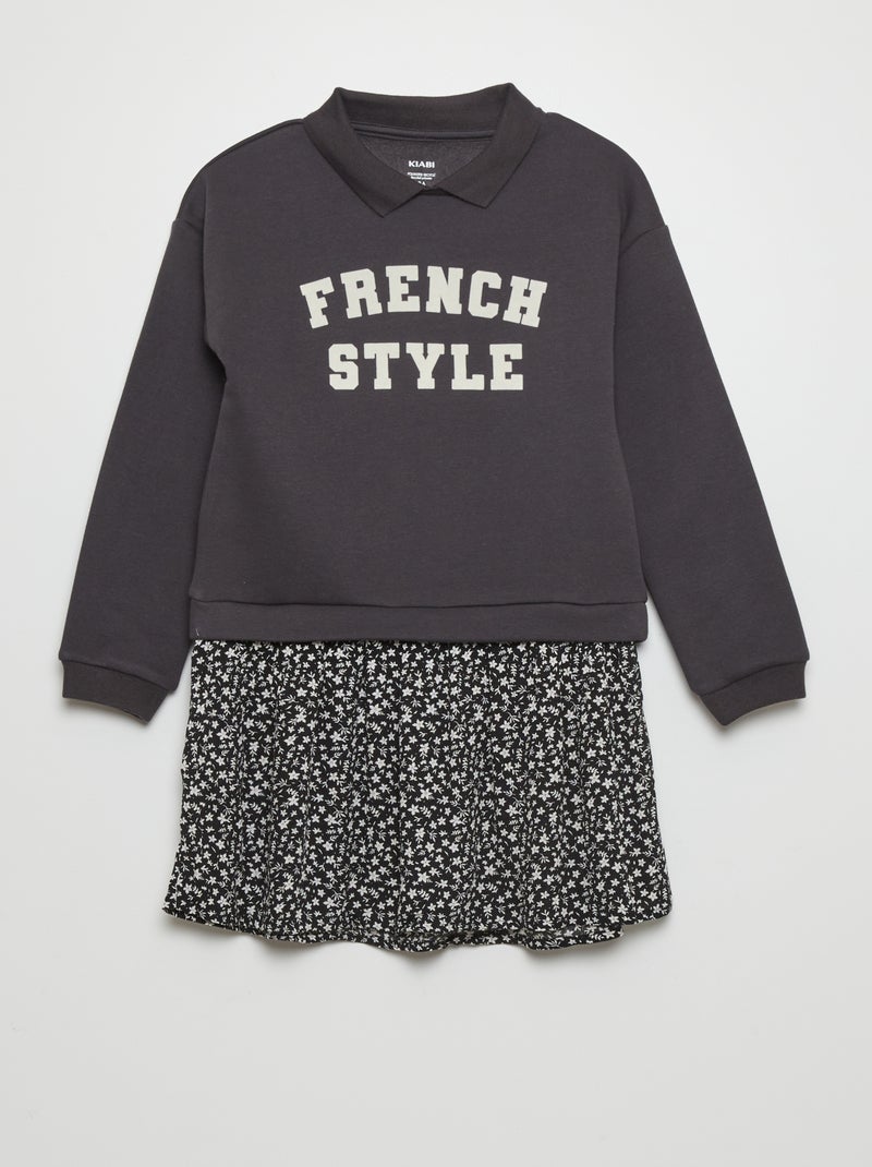 Robe sweat 2 en 1 imprimée Gris/noir - Kiabi