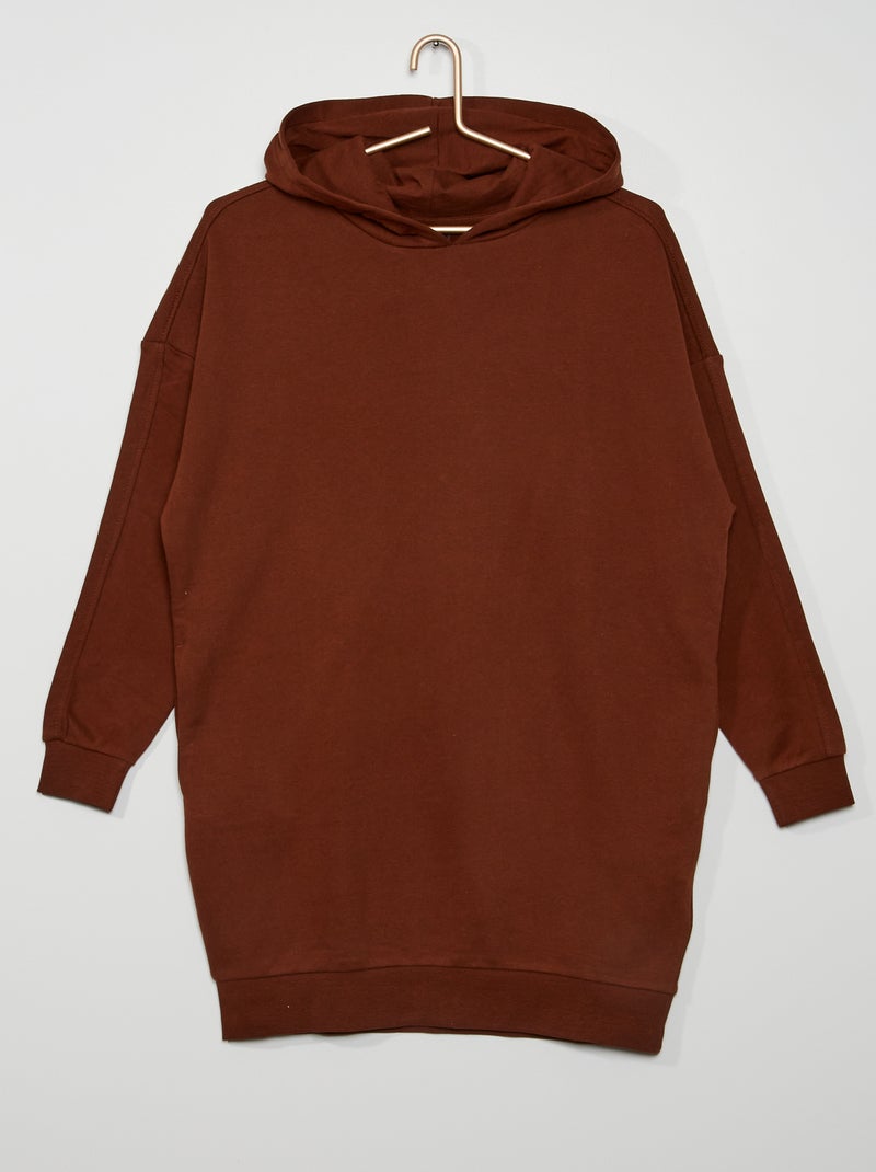 Robe sweat à capuche marron - Kiabi