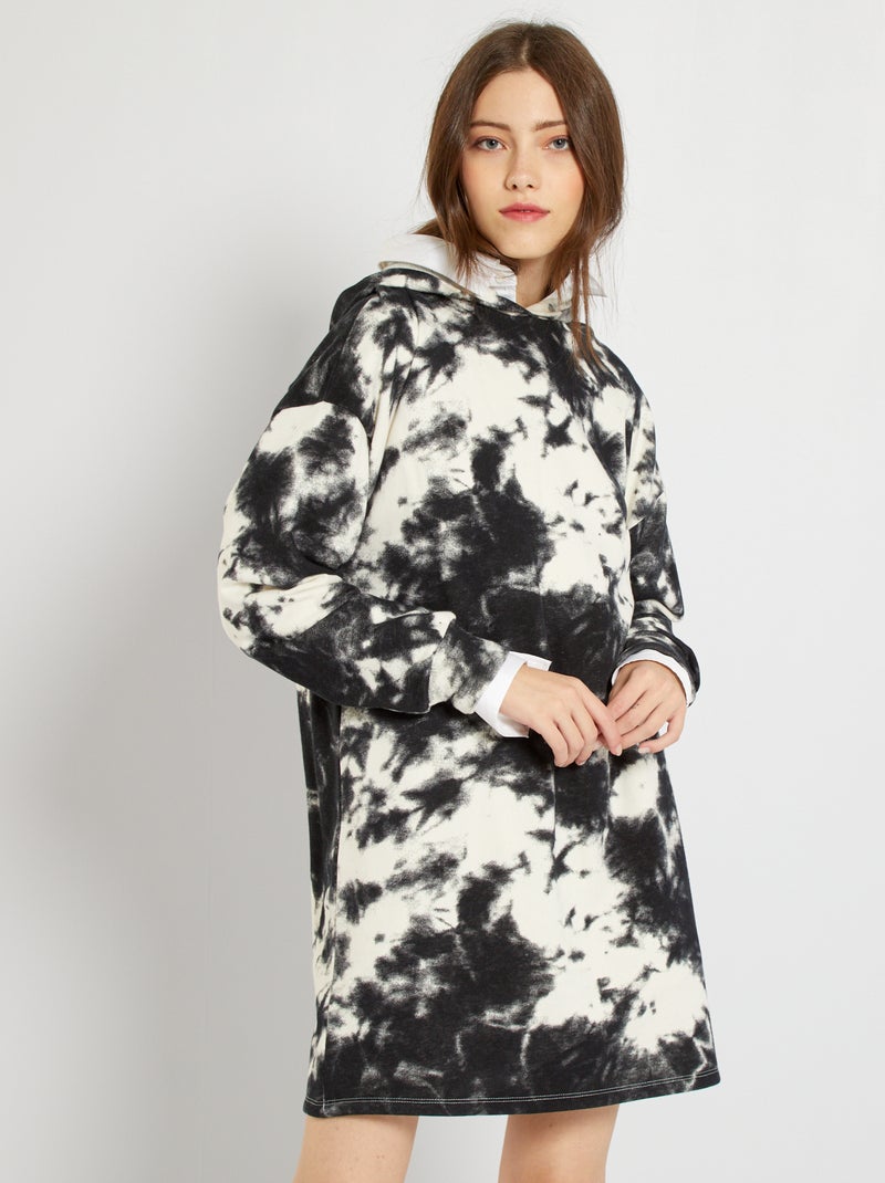 Robe sweat à capuche noir - Kiabi