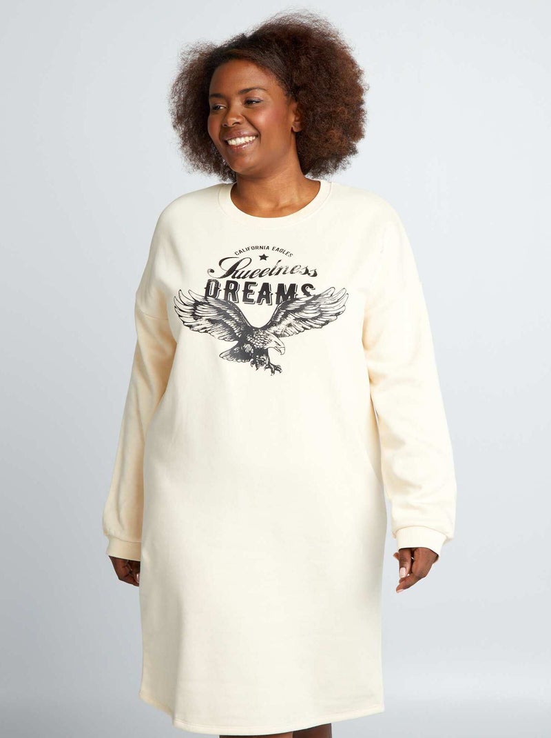 Robe sweat à message Beige - Kiabi