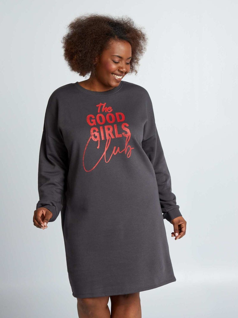 Robe sweat à message Noir - Kiabi