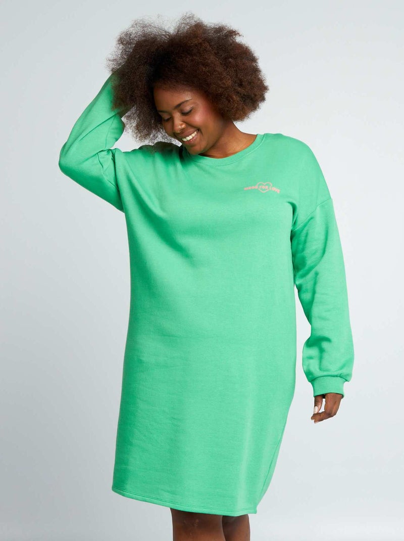 Robe sweat à message Vert - Kiabi