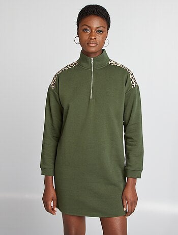 Robe sweat avec détails léopard