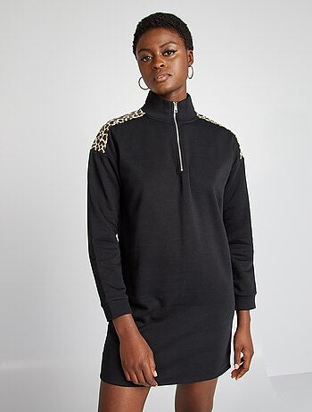 Robe sweat avec détails léopard